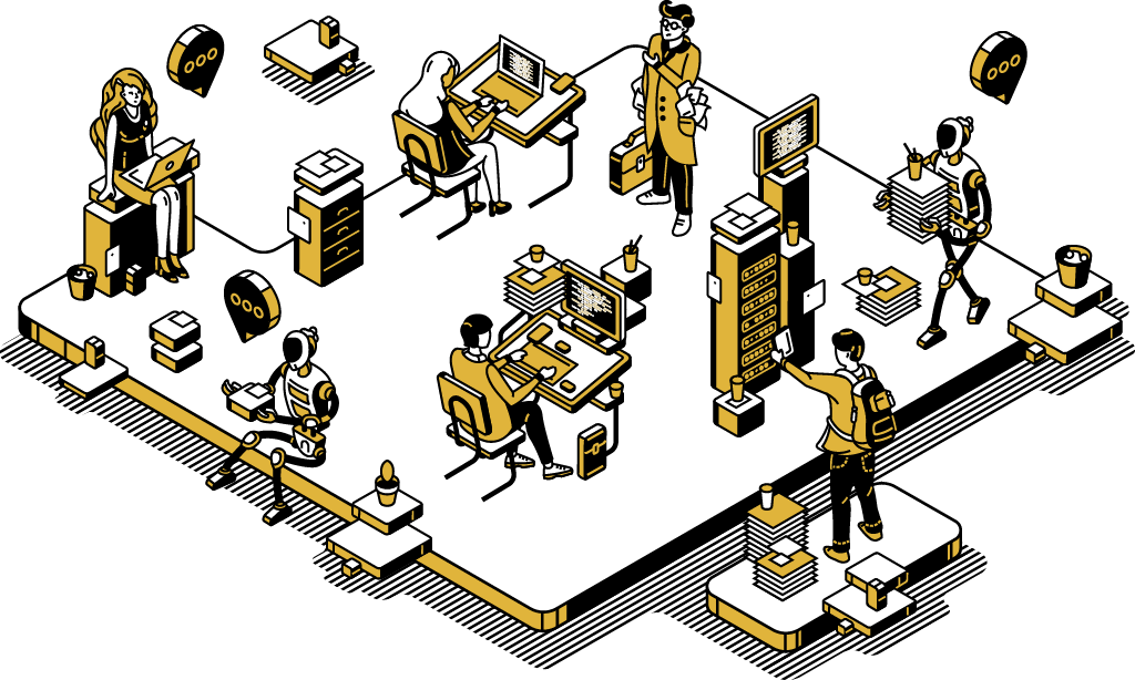 Illustration eines Büroalltags