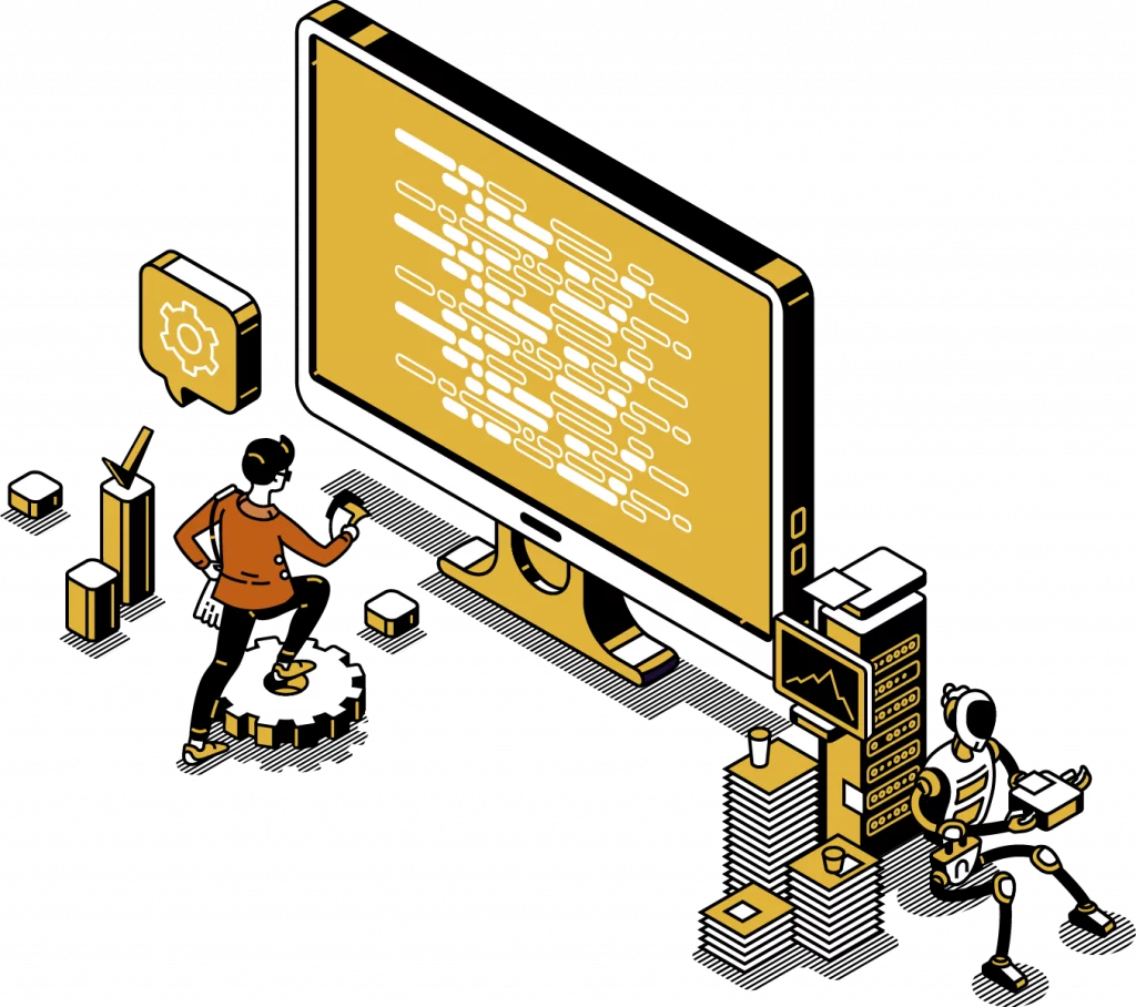 illustration of a software developer working on a project