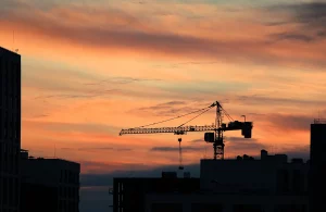 construction site at dawn